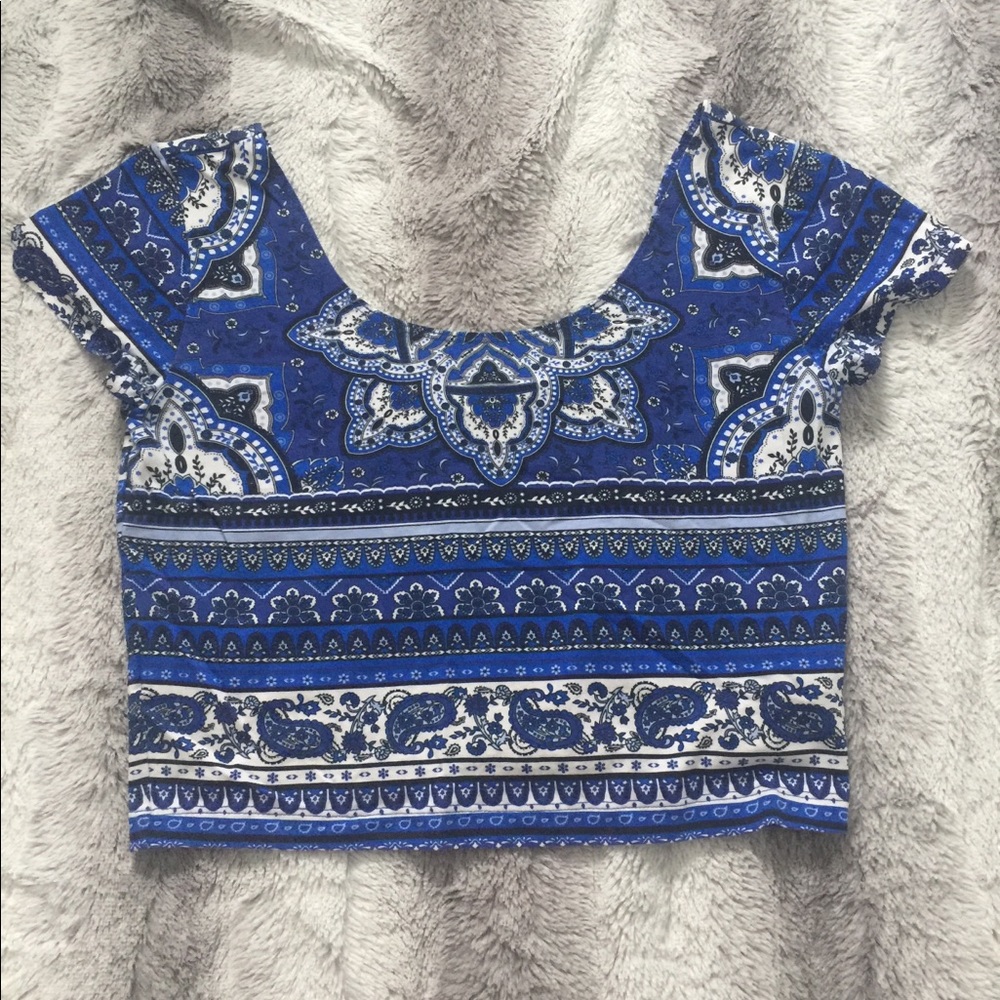 Blue Print Crop Top